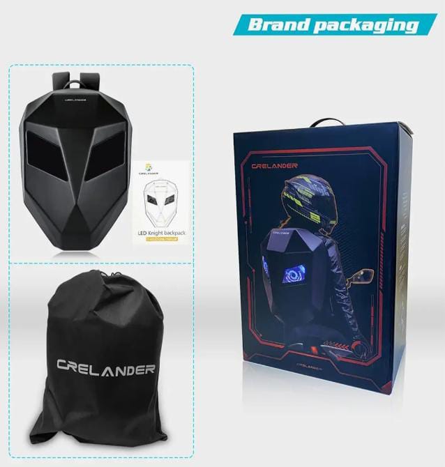 Limited edition- LED Eye Knight Backpack Light Rider Beam Motorcycle Bluetooth Control Laptop Smart Display DIY Bag